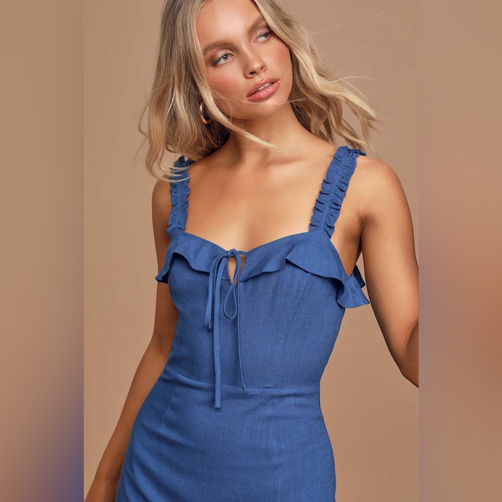 Lulu's Days Like This Royal Blue Sleeveless Ruffled Mini Dress
